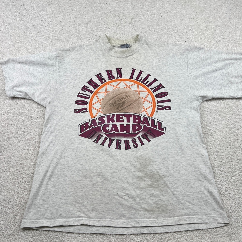Vtg Reebok Southern Illinois University Basketball Camp Shirt Mens XL Grey USA